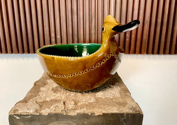 Italian Duck-Shaped Ceramic Art Bowl by Aldo Londi for Bitossi, 1960s-JP-1424837