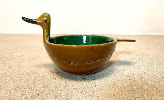 Italian Duck-Shaped Ceramic Art Bowl by Aldo Londi for Bitossi, 1960s-JP-1424837