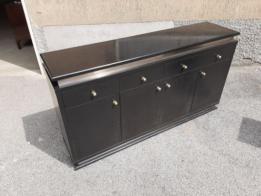 Italian Ebonized Wood and Aluminum Chest of Drawers, 1970s, Set of 2-OHK-708309