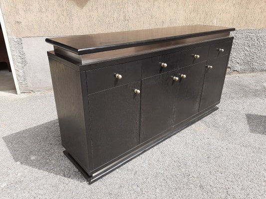 Italian Ebonized Wood and Aluminum Chest of Drawers, 1970s, Set of 2-OHK-708309