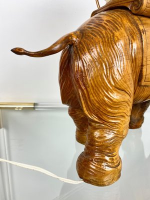 Italian Elephant Table Lamp in Hand-Carved Wood and Copper by Aldo Tura for Macabo, 1950s-LYQ-1171663