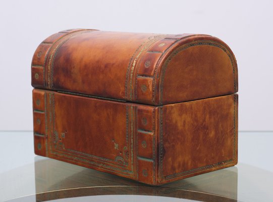 Italian Embossed Leather Jewelry Box, 1960s-GCG-1273911