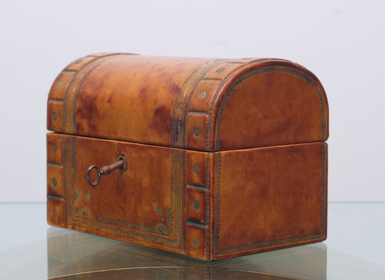 Italian Embossed Leather Jewelry Box, 1960s-GCG-1273911