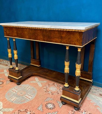 Italian Empire Console Table with White Marble Top, 1815-MBH-1032693