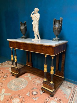 Italian Empire Console Table with White Marble Top, 1815-MBH-1032693