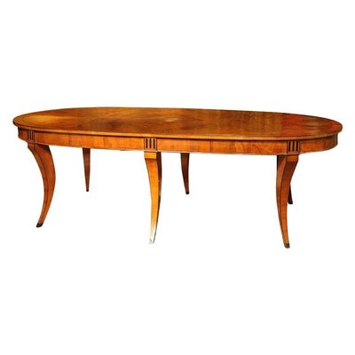 Italian Empire Style Oval Cherrywood and Ebony Dining Room Table, 19th Century-AXE-1433469