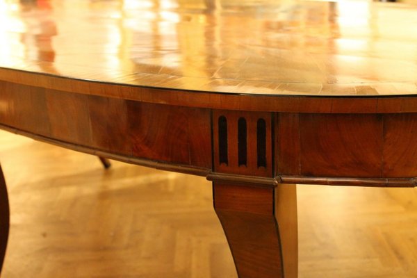 Italian Empire Style Oval Cherrywood and Ebony Dining Room Table, 19th Century-AXE-1433469