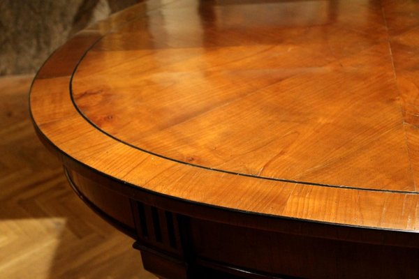 Italian Empire Style Oval Cherrywood and Ebony Dining Room Table, 19th Century-AXE-1433469