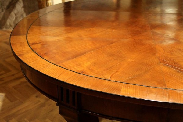 Italian Empire Style Oval Cherrywood and Ebony Dining Room Table, 19th Century-AXE-1433469