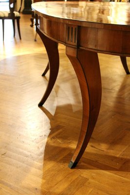 Italian Empire Style Oval Cherrywood and Ebony Dining Room Table, 19th Century-AXE-1433469