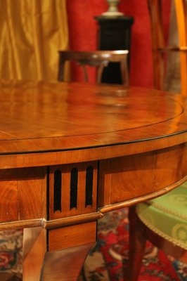 Italian Empire Style Oval Cherrywood and Ebony Dining Room Table, 19th Century-AXE-1433469