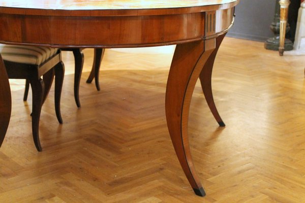 Italian Empire Style Oval Cherrywood and Ebony Dining Room Table, 19th Century-AXE-1433469