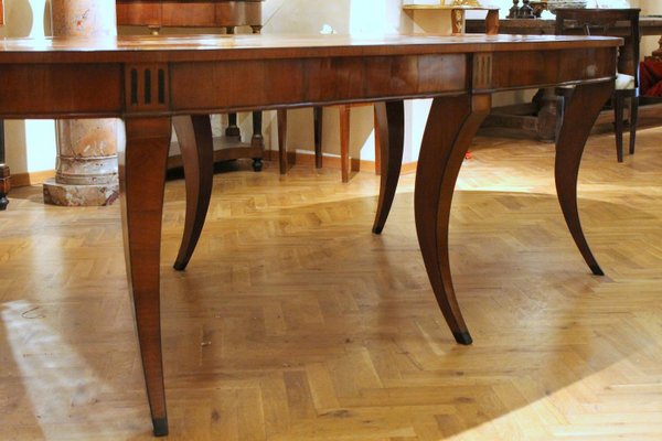 Italian Empire Style Oval Cherrywood and Ebony Dining Room Table, 19th Century-AXE-1433469