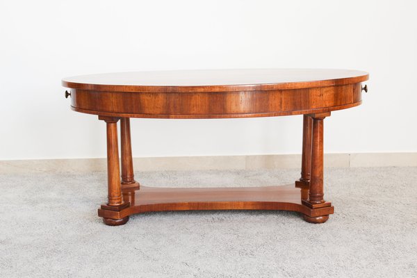 Italian Empire Style Table with Side Drawers in Walnut, 1950s-OAQ-1373461