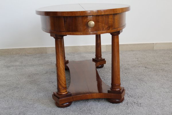 Italian Empire Style Table with Side Drawers in Walnut, 1950s-OAQ-1373461