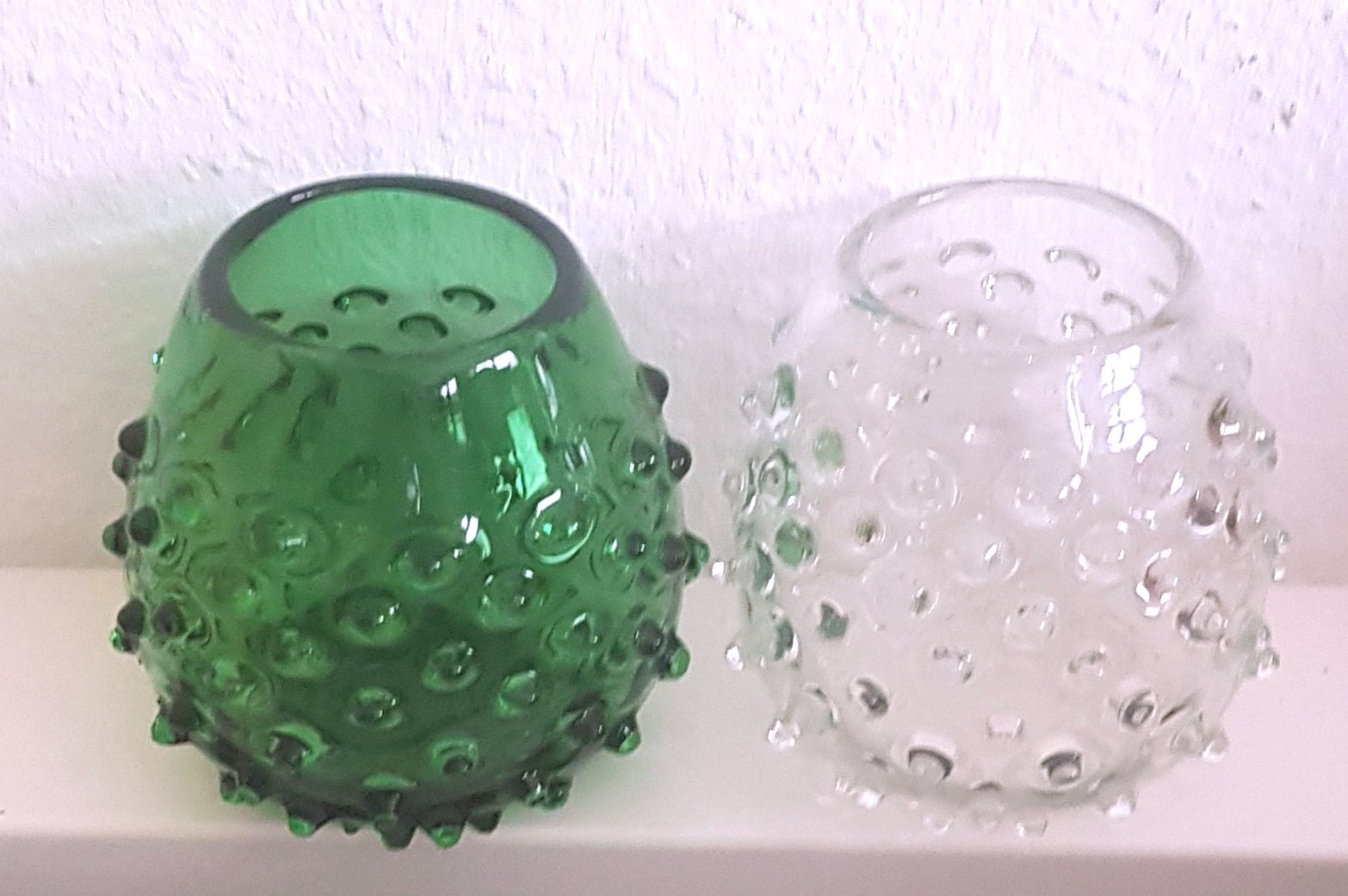 Italian Empoli Glass Vases, 1970s, Set of 2