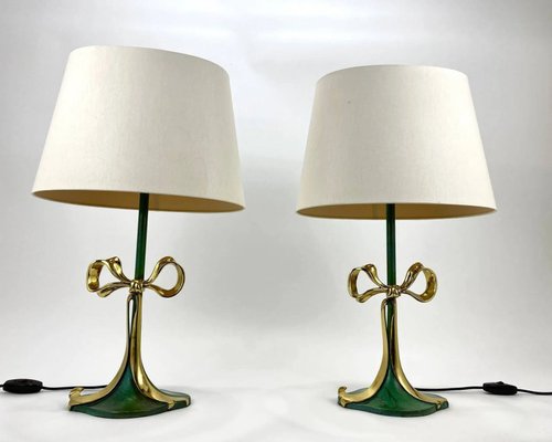 Italian Enamelled Bronze Table Lamps from Valenti, 1970s, Set of 2-GYX-1362065