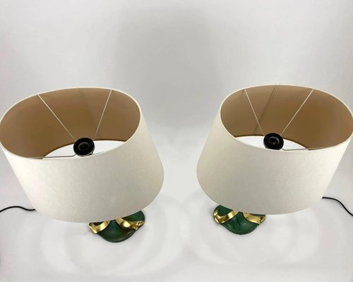 Italian Enamelled Bronze Table Lamps from Valenti, 1970s, Set of 2-GYX-1362065