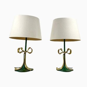 Italian Enamelled Bronze Table Lamps from Valenti, 1970s, Set of 2-GYX-1362065