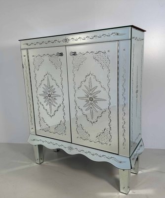 Italian Engraved Murano Glass Mirror Cabinet, 1980s-FF-1728787