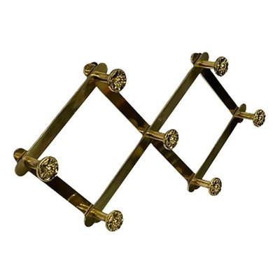 Italian Extendable Brass Coat Rack with Floral Knobs-UCH-1224300