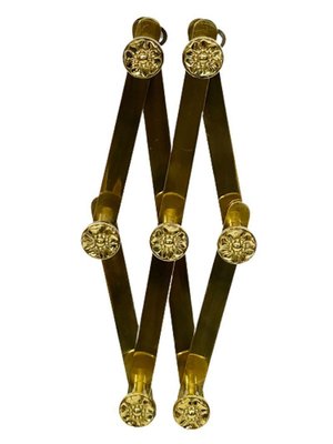 Italian Extendable Brass Coat Rack with Floral Knobs-UCH-1224300