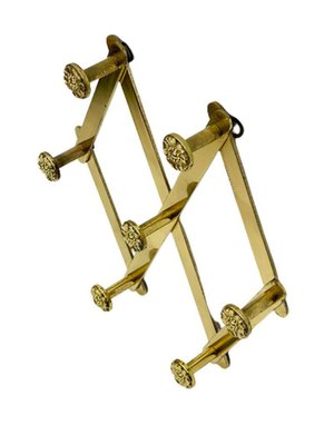 Italian Extendable Brass Coat Rack with Floral Knobs-UCH-1224300