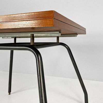 Italian Extendable Dining Table in Wood and Metal, 1960s-GDD-1823281