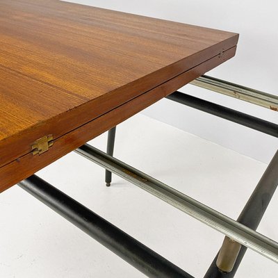 Italian Extendable Dining Table in Wood and Metal, 1960s-GDD-1823281