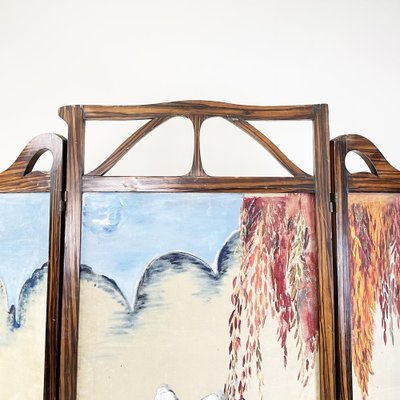 Italian Fabric and Wood Hand Painted Screen, 1890s-GDD-1419220