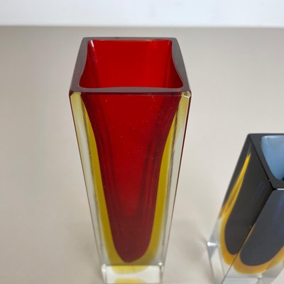 Italian Faceted Sommerso Vases in Murano Glass by Cenedese Vetri, 1970s, Set of 2-QZ-1251057