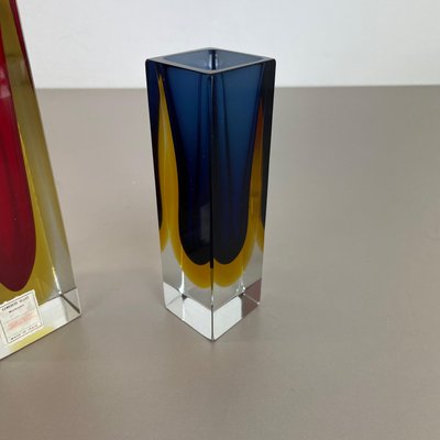 Italian Faceted Sommerso Vases in Murano Glass by Cenedese Vetri, 1970s, Set of 2-QZ-1251057