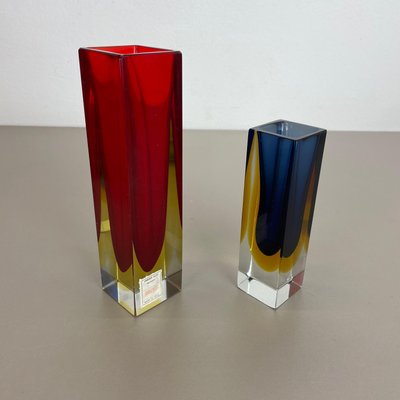 Italian Faceted Sommerso Vases in Murano Glass by Cenedese Vetri, 1970s, Set of 2-QZ-1251057