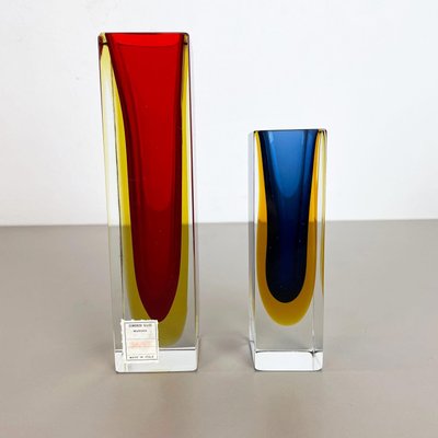 Italian Faceted Sommerso Vases in Murano Glass by Cenedese Vetri, 1970s, Set of 2-QZ-1251057