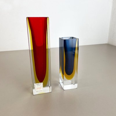 Italian Faceted Sommerso Vases in Murano Glass by Cenedese Vetri, 1970s, Set of 2-QZ-1251057