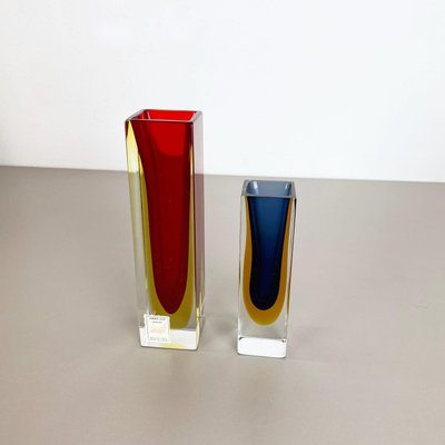 Italian Faceted Sommerso Vases in Murano Glass by Cenedese Vetri, 1970s, Set of 2-QZ-1251057