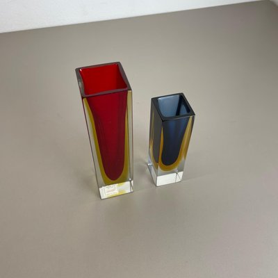 Italian Faceted Sommerso Vases in Murano Glass by Cenedese Vetri, 1970s, Set of 2-QZ-1251057