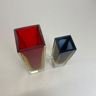 Italian Faceted Sommerso Vases in Murano Glass by Cenedese Vetri, 1970s, Set of 2-QZ-1251057