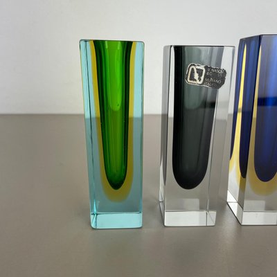 Italian Faceted Sommerso Vases in Murano Glass from V. Nason & C., 1970s, Set of 3-QZ-1251051