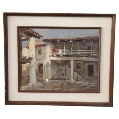 Italian Farmhouse, 1930s, Oil on Canvas, Framed-DCO-1361988