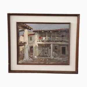 Italian Farmhouse, 1930s, Oil on Canvas, Framed-DCO-1361988