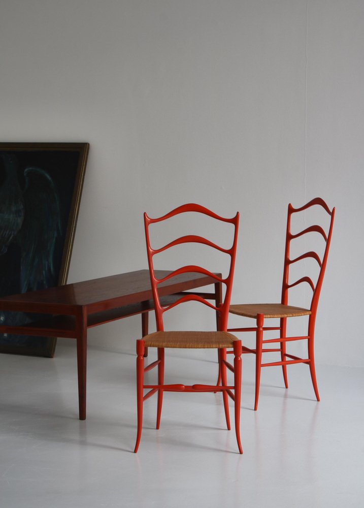 Italian Ferrante Ladderback Chairs by Gio Ponti for A. Bulleri & Co, 1950s, Set of 2