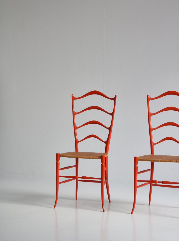 Italian Ferrante Ladderback Chairs by Gio Ponti for A. Bulleri & Co, 1950s, Set of 2