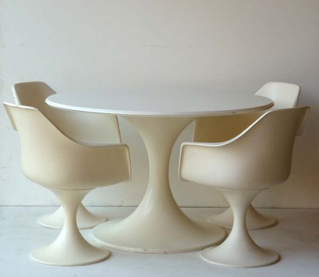 Italian Fibreglass Table & Chairs Set from Play, 1960s, Set of 5-GKB-832523