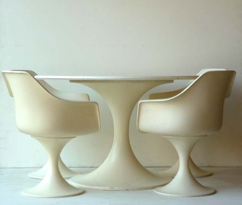 Italian Fibreglass Table & Chairs Set from Play, 1960s, Set of 5-GKB-832523