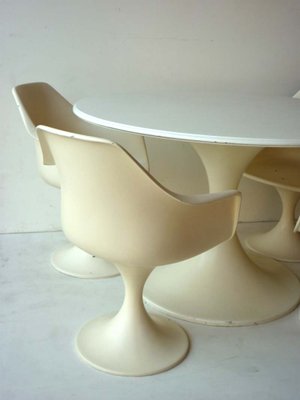 Italian Fibreglass Table & Chairs Set from Play, 1960s, Set of 5-GKB-832523