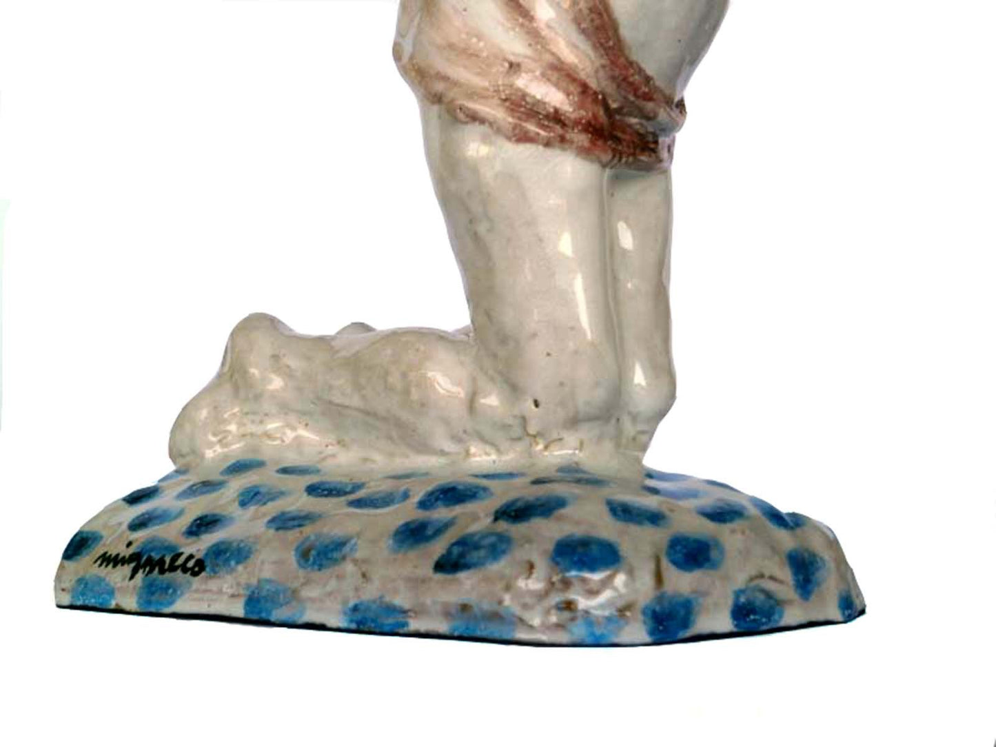 Italian Fishing Sculpture by Giuseppe Migneco for Ceramica Rossicone, 1970s