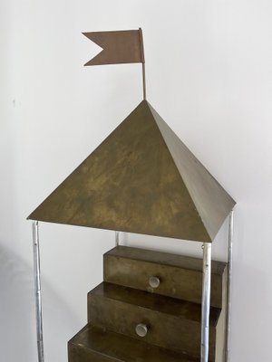 Italian Flag Cabinet in Brass by Ugo La Pietra for Banci Firenze, 1980s-FUE-1248869