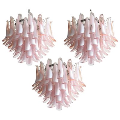 Italian Flamingo Petal Chandeliers, Murano, Set of 3-OVO-1235231