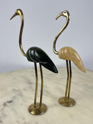 Italian Flamingos in Brass and Marble, 1950s, Set of 2-YST-1798294